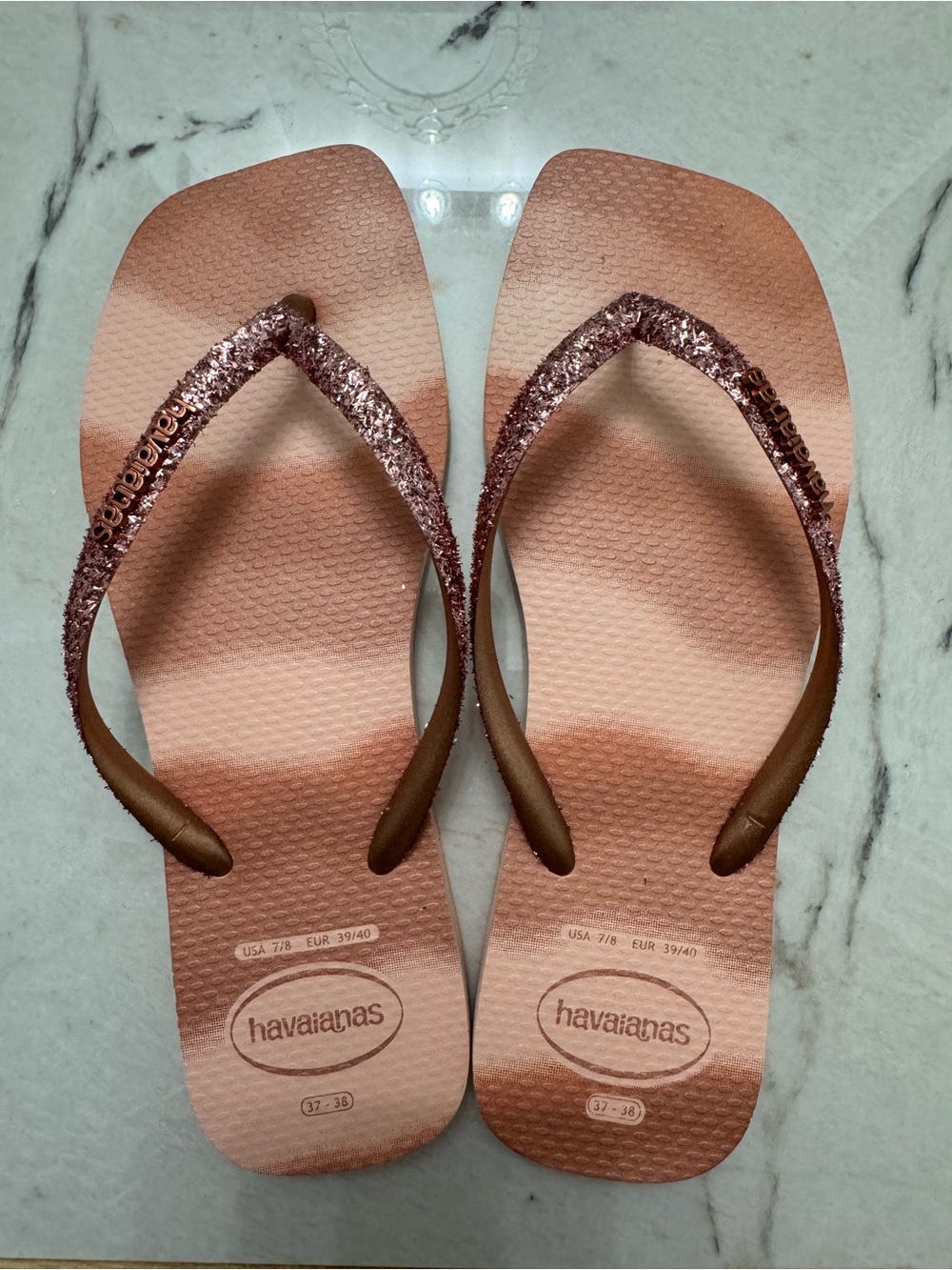 Havaianas Women’s Rose Pink Glitter Strap Sandals